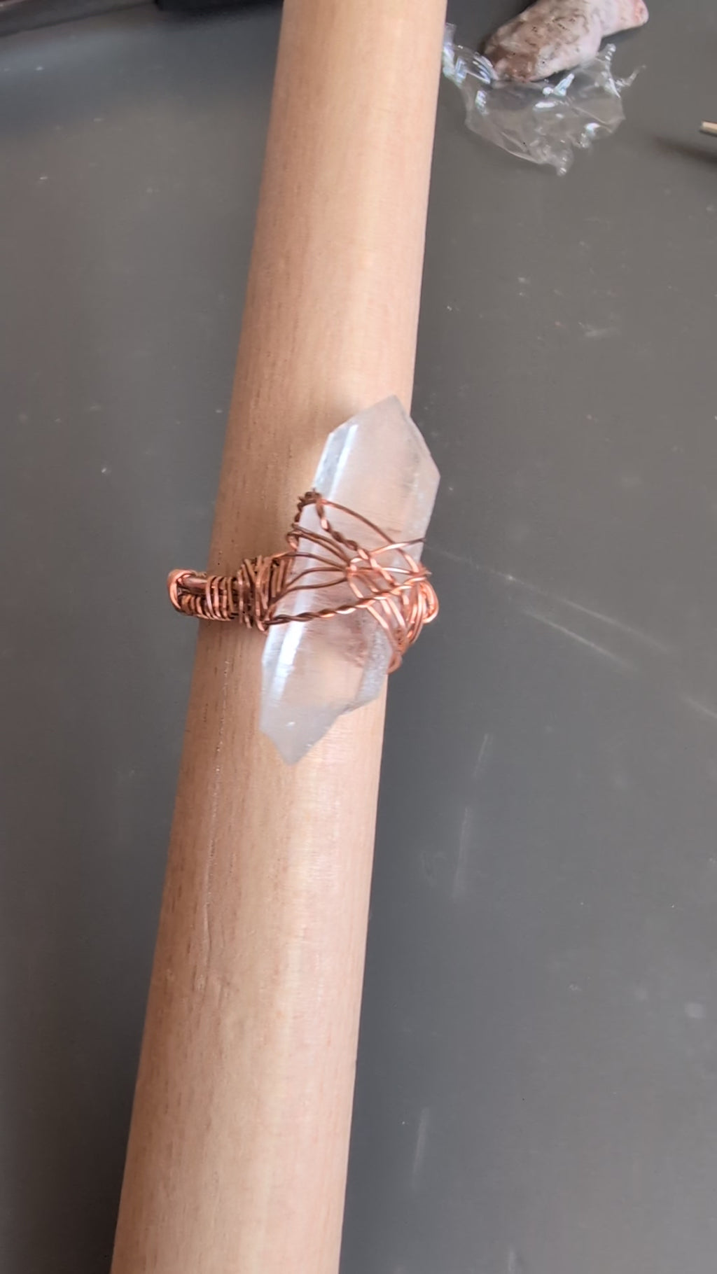 Clear Quartz Copper Ring
