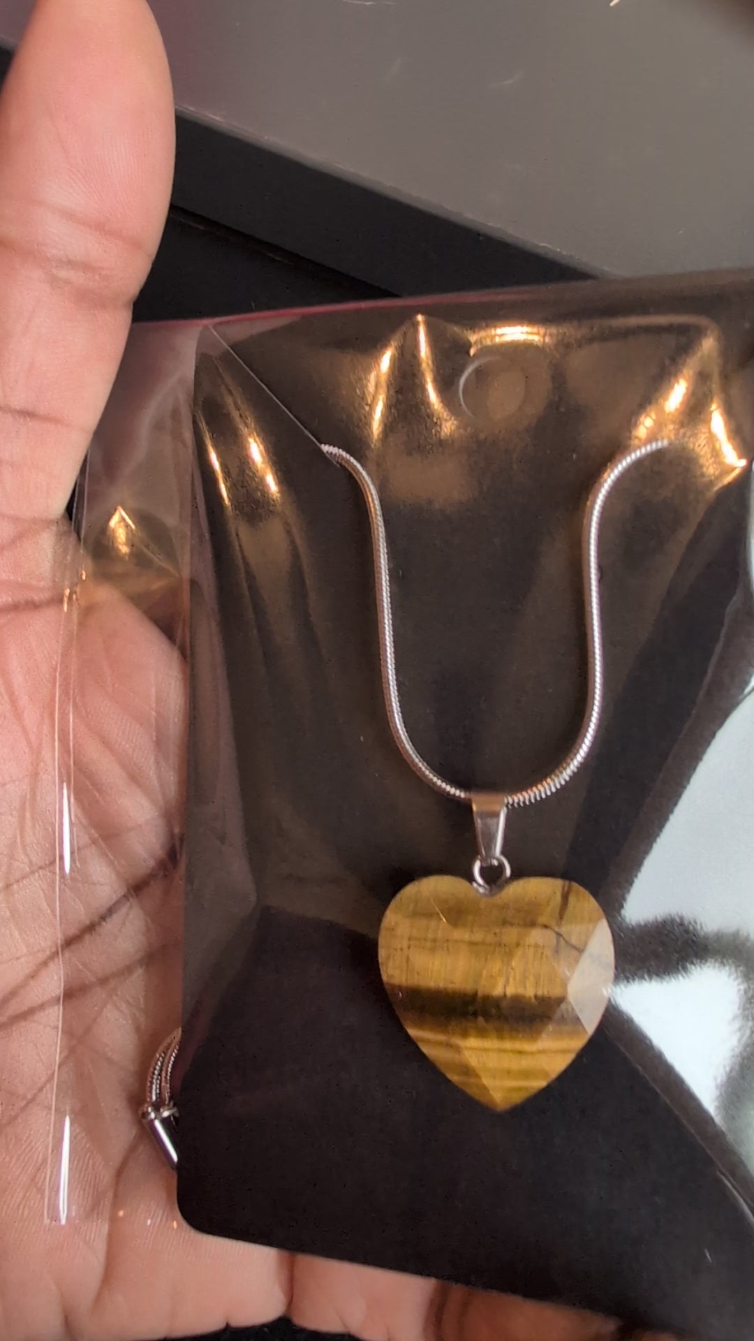 Tiger's Eye Heart Pendant Necklace