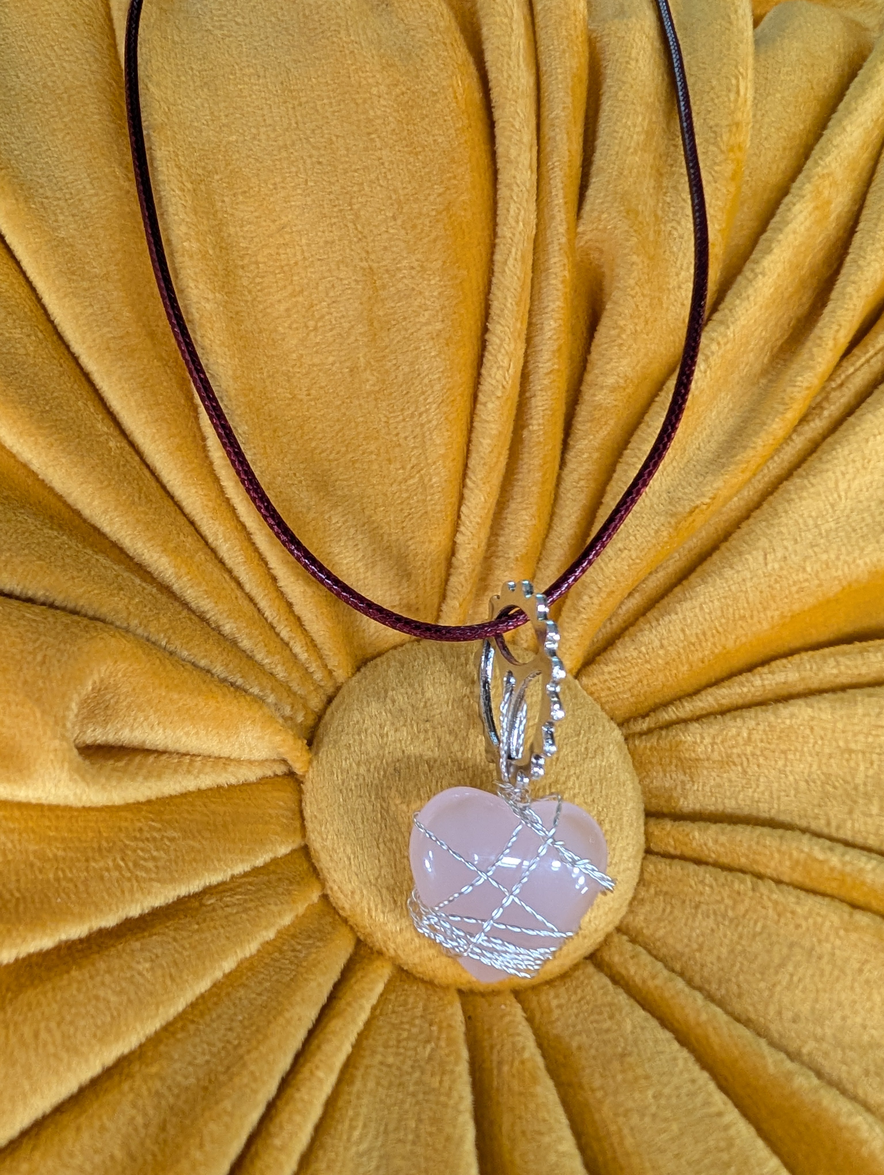 Rose Quartz Silver Wrapped Necklace