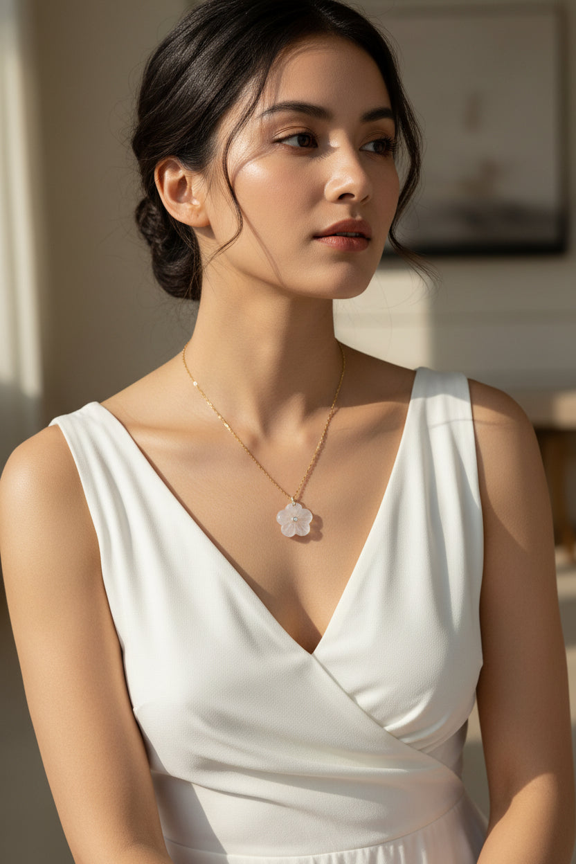CLEAR QUARTZ IN BLOOM NECKLACE