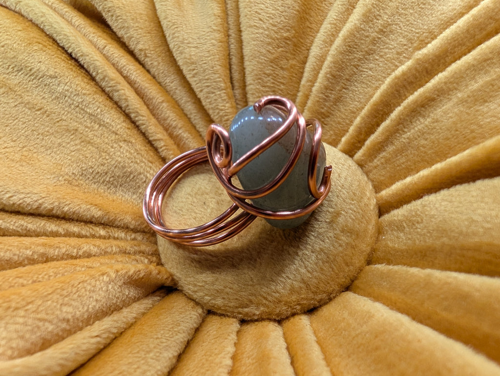 Natural Copper Wrapped Stone Ring