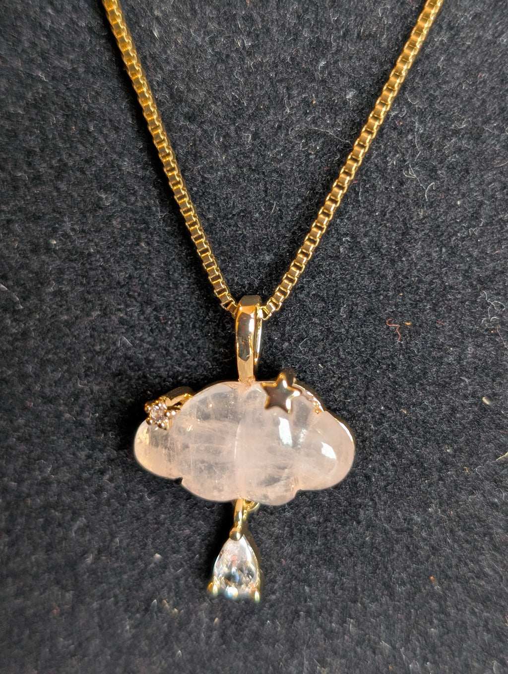 Yellow Gold Rose Quartz Cloud Necklace