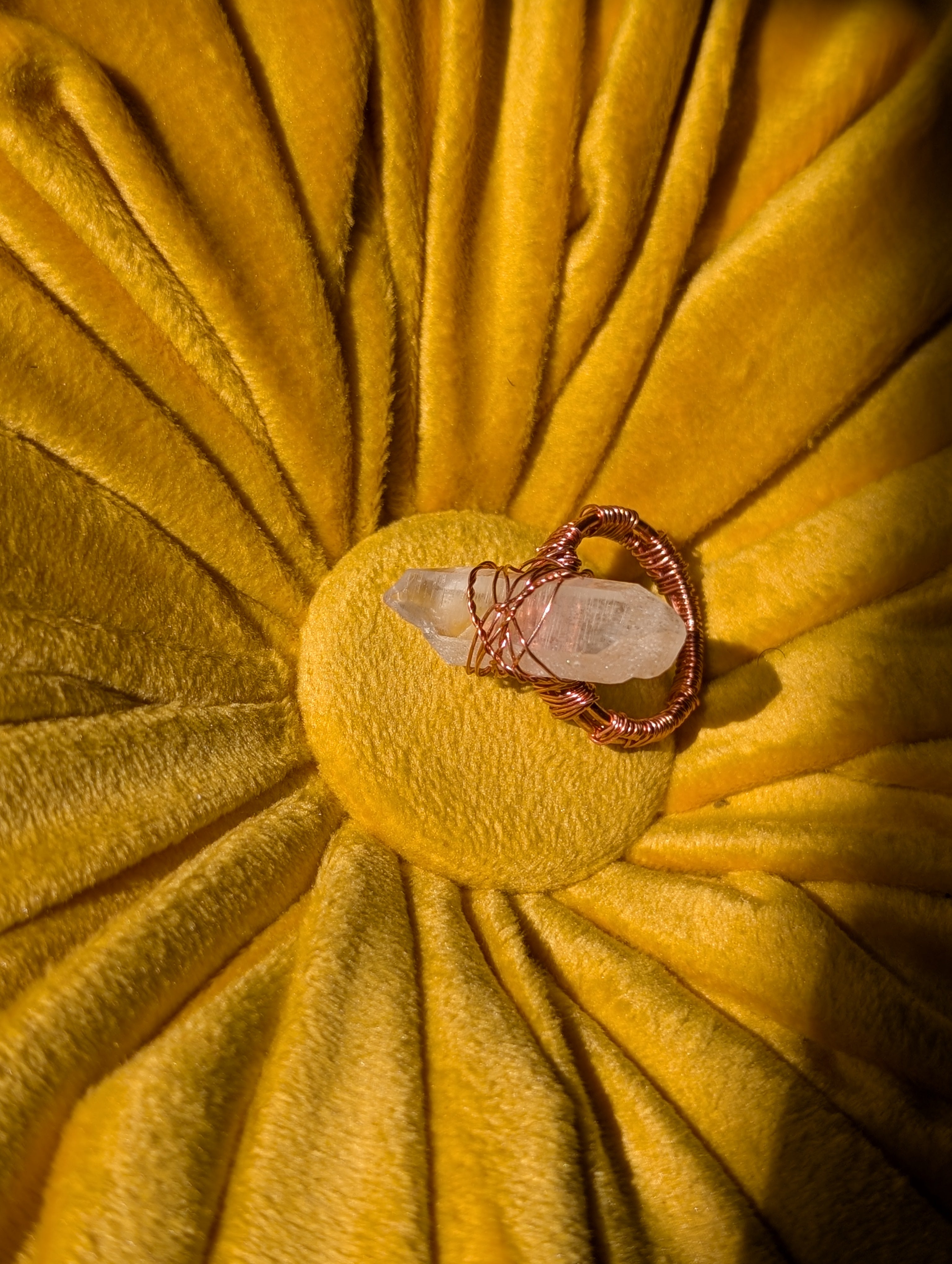 Clear Quartz Copper Ring