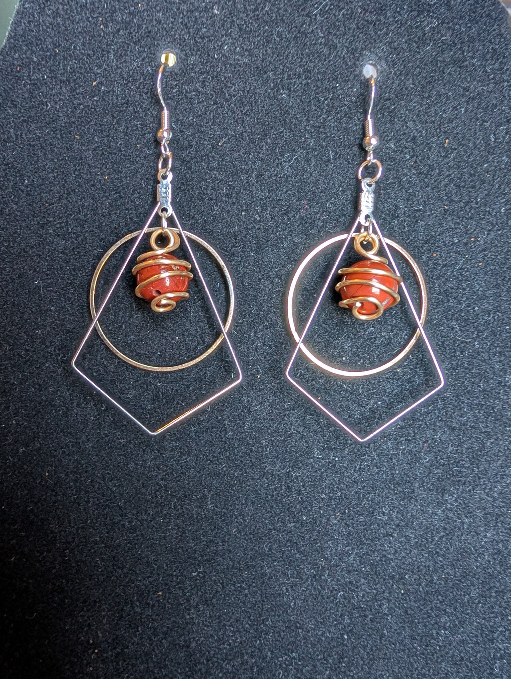 Natural Red Coral Holy Trinity Earrings