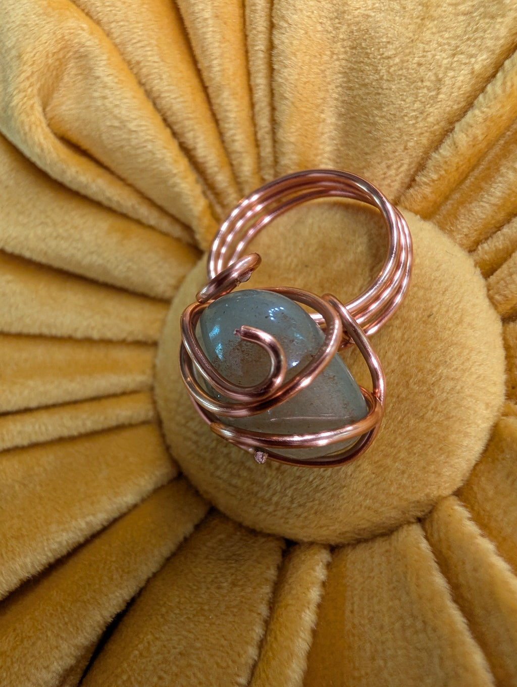 Natural Copper Wrapped Stone Ring