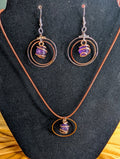 Royal Amethyst Trinity Necklace and Earring Set