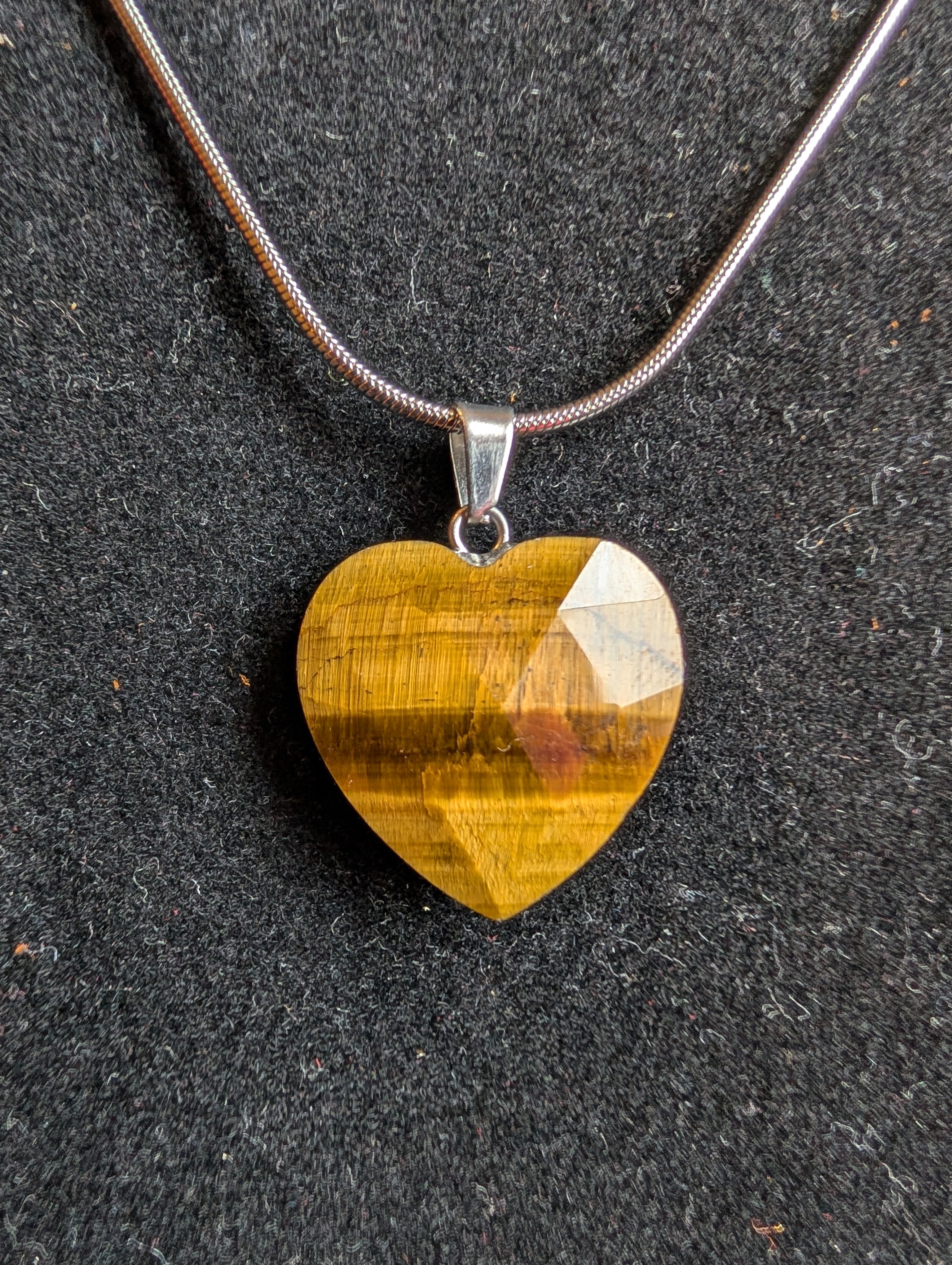 Tiger's Eye Heart Pendant Necklace
